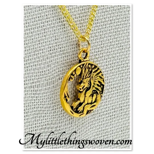 Gold Dragon Medallion Pendant & Necklace
