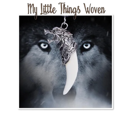 Silver Wolf Teeth Pendant Necklace, White