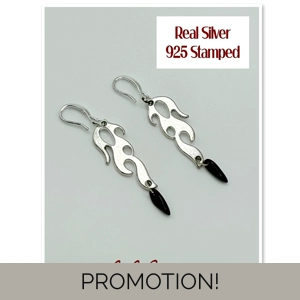 Real Silver Flame Dangle Dro..