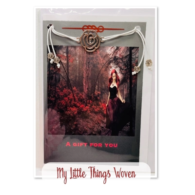 Friendship Bracelet And Gothic Greeting Card blank inside RED FOREST