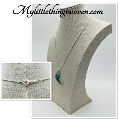 Blue Moon Pendant And Necklace 925 Silver Snake Chain 18"