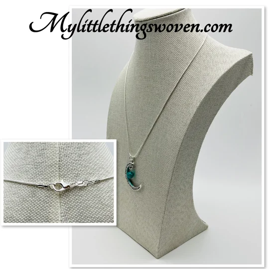 Blue Moon Pendant And Necklace 925 Silver Snake Chain 18"