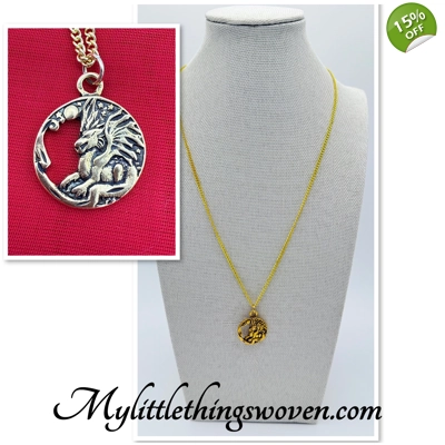 Gold Dragon Medallion Pendant & Necklace