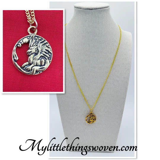 Gold Dragon Medallion Pendant & Necklace