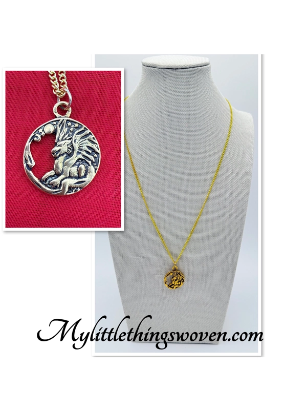 Gold Dragon Medallion Pendant & Necklace