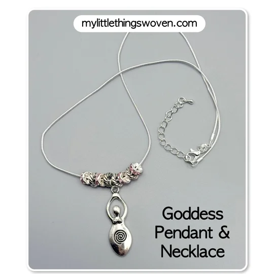 Lady Goddess Pendant/Necklace - Sterling Silver Snake Chain - Adjustable