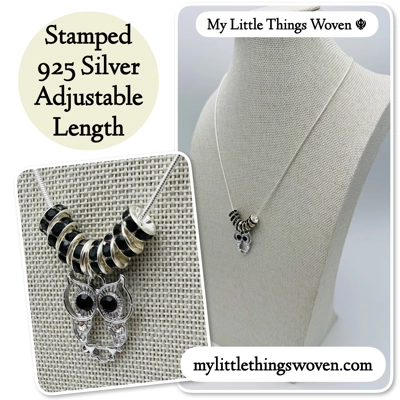 Sterling Silver Owl Pendant & Necklace, Snake Chain Sterling Silver Owl Pendant & Necklace, Snake Chain