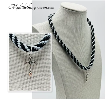 Cross Pendant And Necklace,Black and Silver