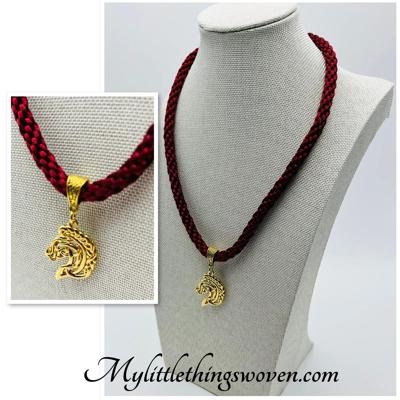 Horse Head Pendant Necklace And Bracelet, Red 2 piece set Gold Plated Horse Head Pendant Necklace And Bracelet, Red 2 piece set Gold Plated