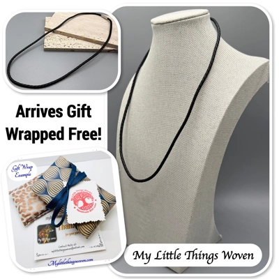 Men's Black Real Leather Braided Cord Necklace, Silver - 20-inch Men's Black Real Leather Braided Cord Necklace, Silver - 20-inch