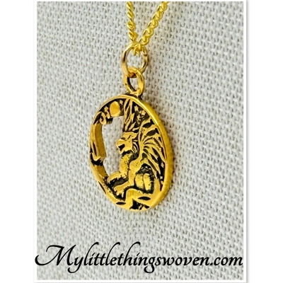 Gold Dragon Medallion Pendant & Necklace