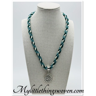 Ammonite Pendant & Necklace Multicoloured Green Cord 18" long Silver Plated New Ammonite Pendant & Necklace Multicoloured Green Cord 18" long Silver Plated New