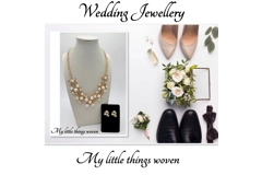 Gold & Faux Pearl Necklace & Earrings Jewellery Set