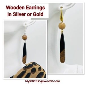 Natural Wood and Polymer Clay Dangle Drop Earrings availab..