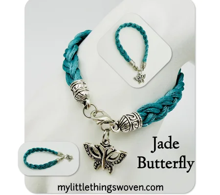 Jade Butterfly Braided Charm Bracelet Silver