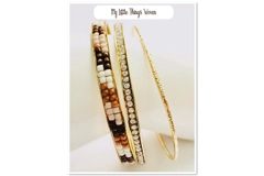 Gold & Brown Metal Sparkly Bangles Set Of 3