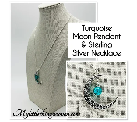 Blue Moon Pendant And Necklace 925 Silver Snake Chain 18"