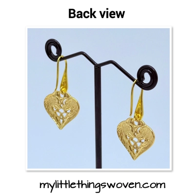 Gold Celtic pair of spirit wolves with trinity knot earrings 18k gold plated