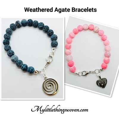 Weathered Agate semi precious gemstone bracelets with charm