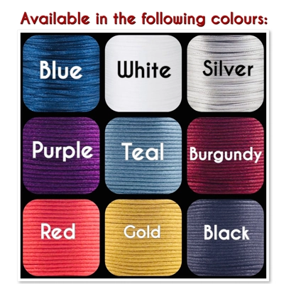 Necklace & Bracelet Set Silver, 2mm Nylon Silk Cord Choice of Colours/Sizes