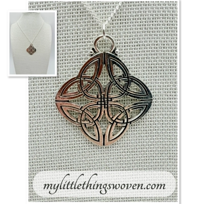 Quaternary Celtic Knot Pendant Necklace, Silver 925