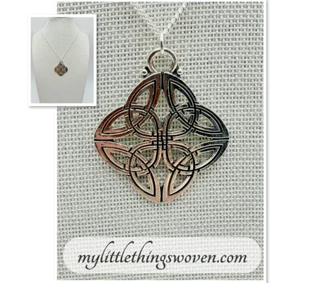 Quaternary Celtic Knot Pendant Necklace, Silver 925