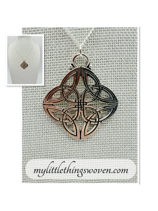 Quaternary Celtic Knot Pendant Necklace, Silver 925