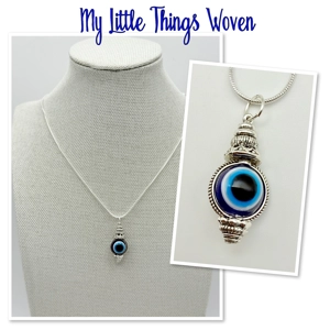 Evil Eye Protection Pendant Necklace, Silver