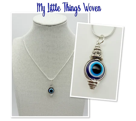 Evil Eye Protection Pendant Necklace, Silver