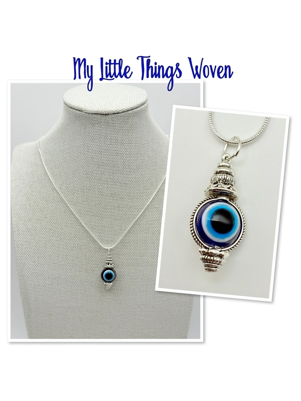 Evil Eye Protection Pendant Necklace, Silver