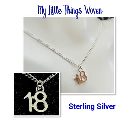 Sterling Silver Number 18 Necklace Eighteenth Birthday Present Gift Jewellery