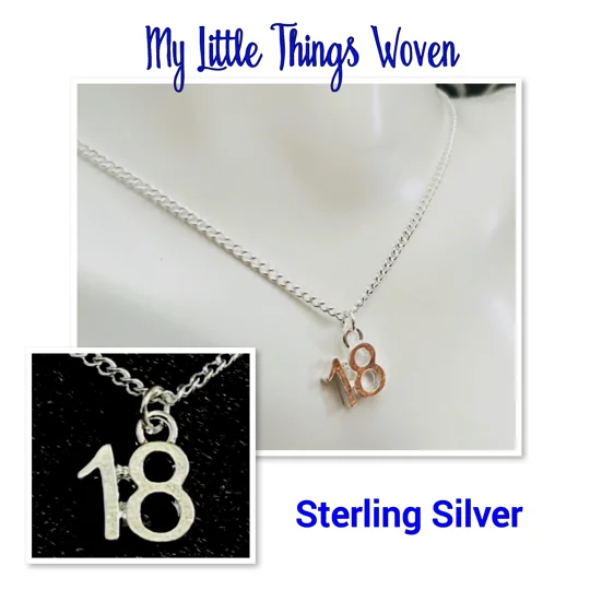 Sterling Silver Number 18 Necklace Eighteenth Birthday Present Gift Jewellery