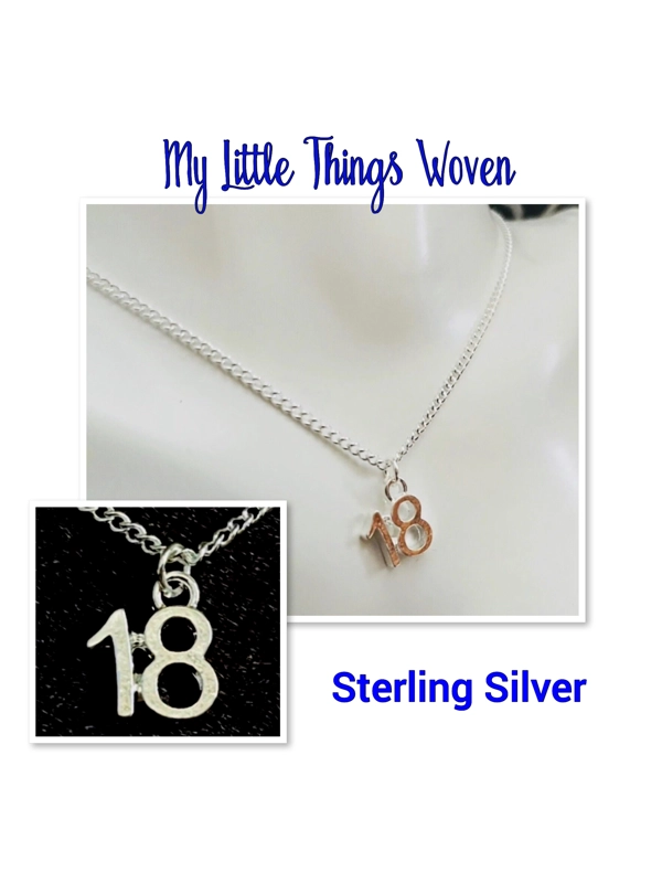 Sterling Silver Number 18 Necklace Eighteenth Birthday Present Gift Jewellery