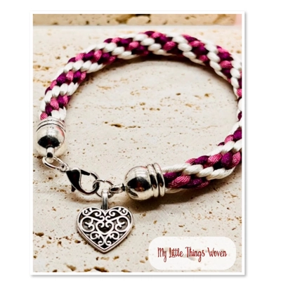 Pink Multicoloured Silk Braided Bracelet & Love Heart Charm Silver Jewellery NEW Pink Multicoloured Silk Braided Bracelet & Love Heart Charm Silver Jewellery NEW