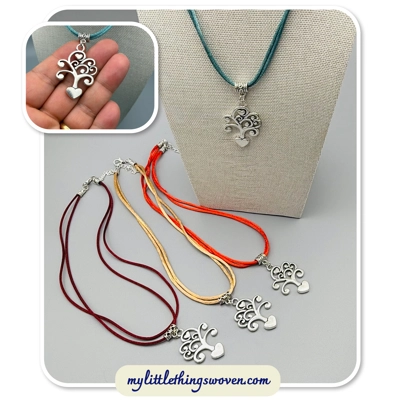 Tree of Hearts Silver Pendant & Cord Necklaces in a choice of colours