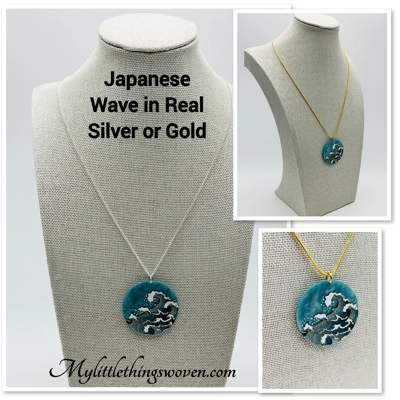 The Great Wave Off Kanagawa Necklace & Pendant in Sterling Silver or 18k Gold Plated