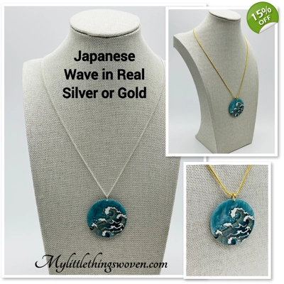 The Great Wave Off Kanagawa Necklace & Pendant in Sterling Silver or 18k Gold Plated