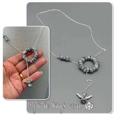 Light Steel/Grey Asymmetrical Necklace/Pendant - Sterling Silver