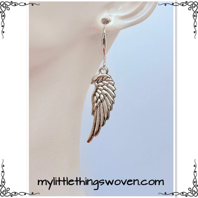 Silver Angel Wings Dangle Drop Earrings Handmade Silver Angel Wings Dangle Drop Earrings Handmade