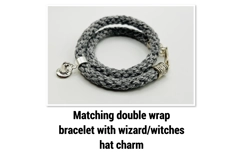 Grey Moon Pendant Necklace & Bracelet Magic Theme Braided kumihimo 2 Piece Set