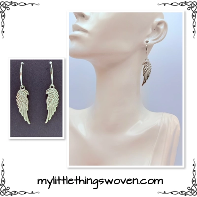 Silver Angel Wings Dangle Drop Earrings Handmade Silver Angel Wings Dangle Drop Earrings Handmade