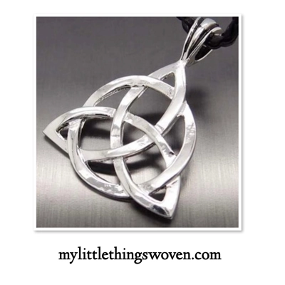 Men's Black Rope Celtic Triquetra Knot Pewter Pendant Adjustable 24" Necklace