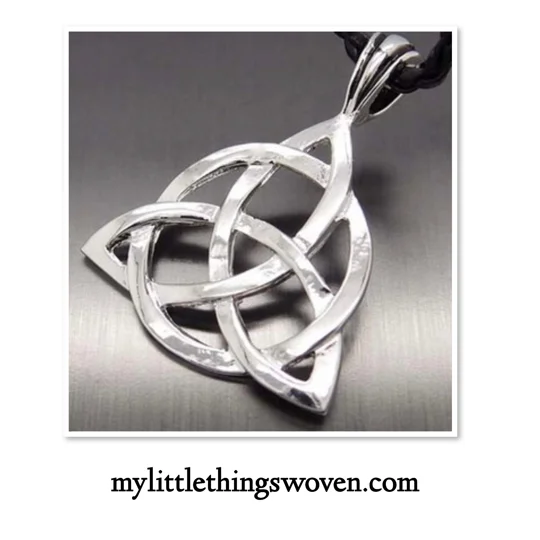 Men's Black Rope Celtic Triquetra Knot Pewter Pendant Adjustable 24" Necklace