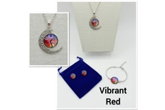 Glass Cabochon Tree of Life Necklace, Earrings & Bracelet 3 Piece Set in choice of colours