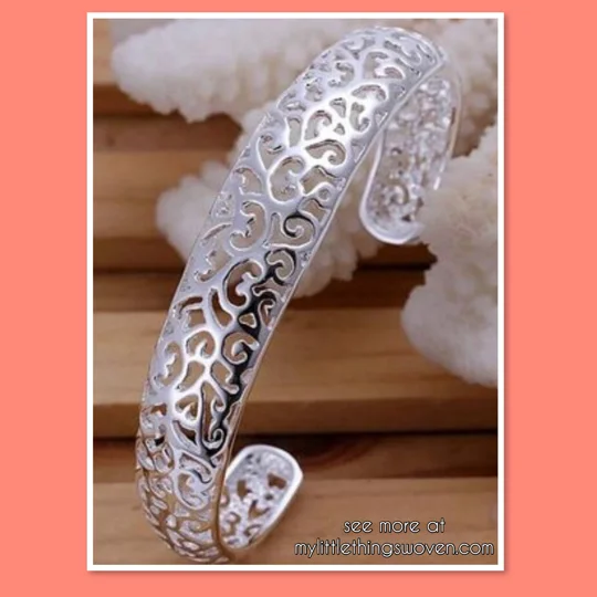 925 Sterling Silver Open Cuff Bangle Bracelet for Women