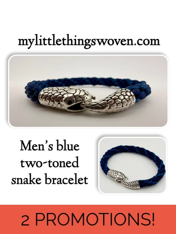 Men's Blue Two-Toned Kumihimo Silver Snake Bracelet