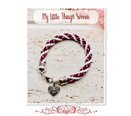 Pink Multicoloured Silk Braided Bracelet & Love Heart Charm Silver Jewellery NEW