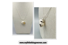 White Pearl Turbo Shell Pendant and Necklace, Silver 925, 18" Snake Chain, Adjustable