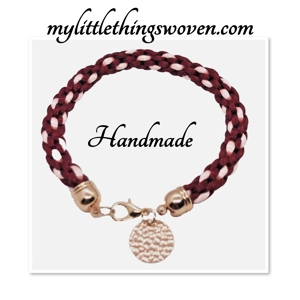 Red Kumihimo Braided Bracelet And Medallion Charms, Rose G..