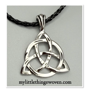 Mens Black Rope Celtic Triquetra Knot Pewter Pendant Adjustable 24